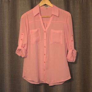 Button up pink blouse